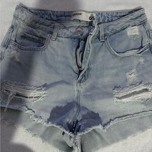 Garage Light Blue Distressed Women Shorts